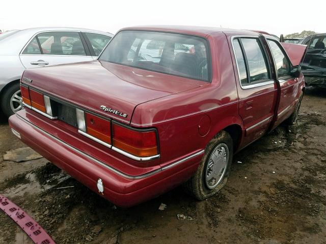 1B3XA56K3MF576462 - 1991 DODGE SPIRIT LE MAROON photo 4