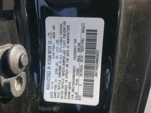 JNKCV64EX9M606837 - 2009 INFINITI G37 BASE BLACK photo 10