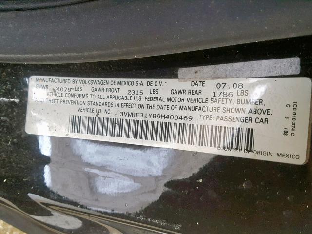 3VWRF31Y89M400469 - 2009 VOLKSWAGEN NEW BEETLE Schwarz Foto 10