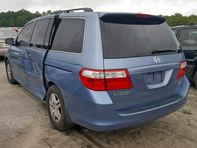 5FNRL38687B101176 - 2007 HONDA ODYSSEY EX BLUE photo 3