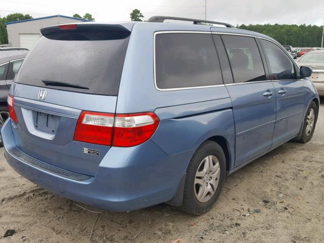 5FNRL38687B101176 - 2007 HONDA ODYSSEY EX BLUE photo 4