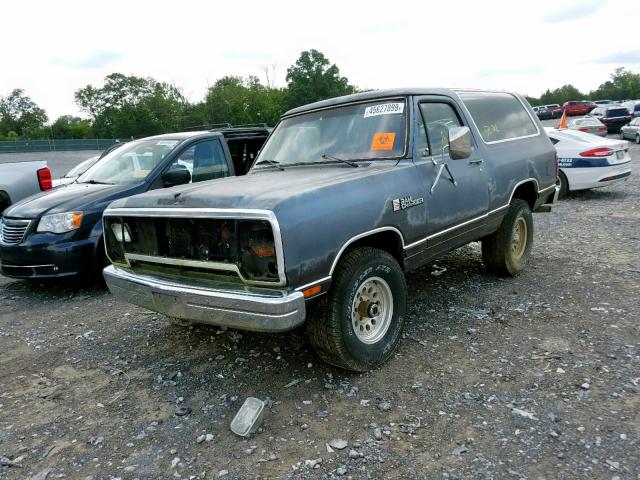 3B4GW12T2HM737023 - 1987 DODGE RAMCHARGER GRAY photo 2