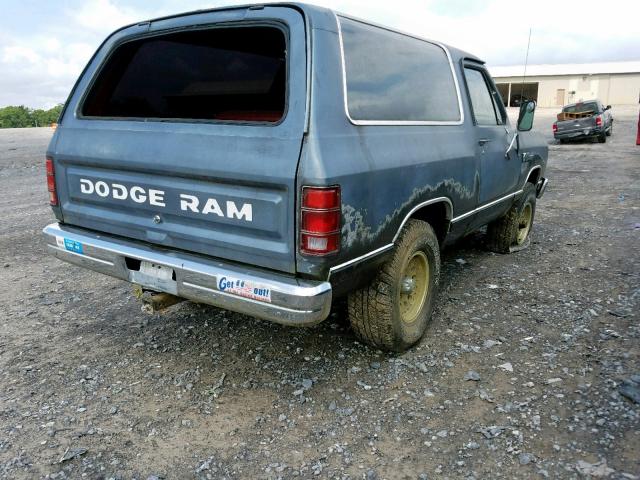 3B4GW12T2HM737023 - 1987 DODGE RAMCHARGER GRAY photo 4