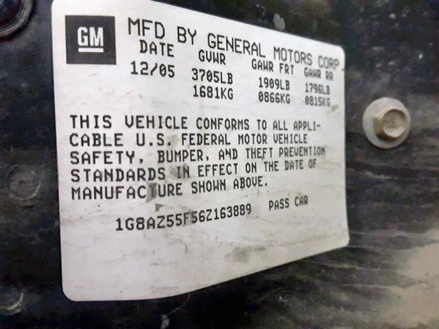 1G8AZ55F56Z163889 - 2006 SATURN ION LEVEL GREEN photo 10