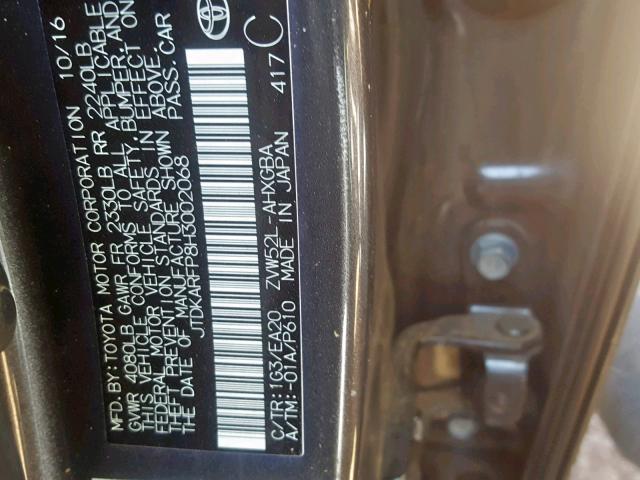 JTDKARFP8H3002068 - 2017 TOYOTA PRIUS PRIM 石墨色 照片 10