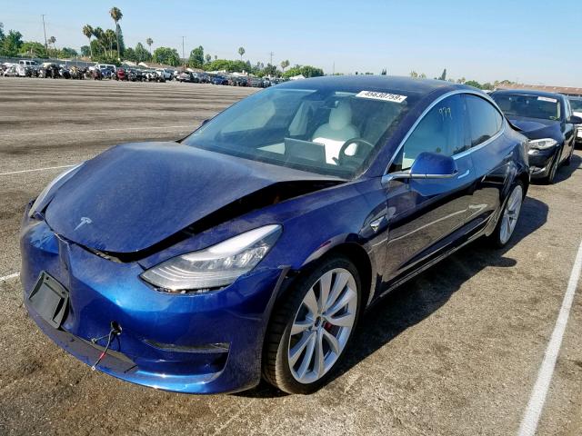 5YJ3E1EB5KF231690 - 2019 TESLA MODEL 3 BLUE photo 2