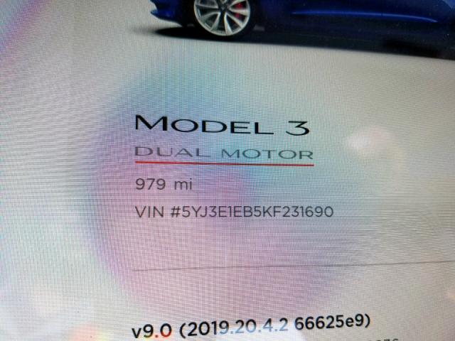 5YJ3E1EB5KF231690 - 2019 TESLA MODEL 3 BLUE photo 8