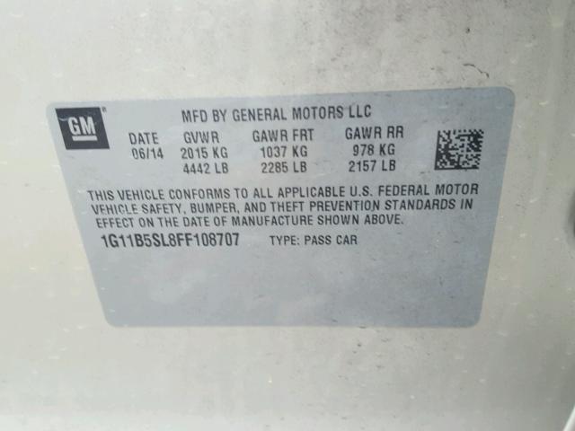 1G11B5SL8FF108707 - 2015 CHEVROLET MALIBU LS 金色 照片 10