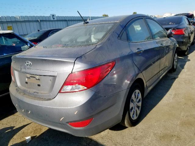 KMHCT4AEXGU161315 - 2016 HYUNDAI ACCENT SE GRAY photo 4