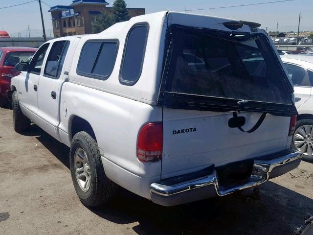 1B7GL2AN61S108415 - 2001 DODGE DAKOTA QUA WHITE photo 3