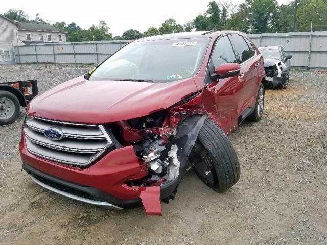 2FMTK4K82FBC18347 - 2015 FORD EDGE TITAN RED photo 2