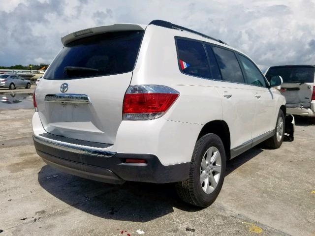 5TDZK3EH6DS139909 - 2013 TOYOTA HIGHLANDER WHITE photo 4