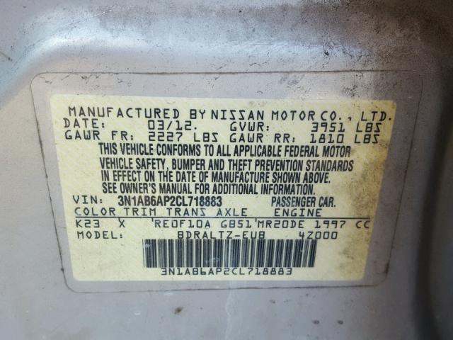 3N1AB6AP2CL718883 - 2012 NISSAN SENTRA 2.0 SILVER photo 10