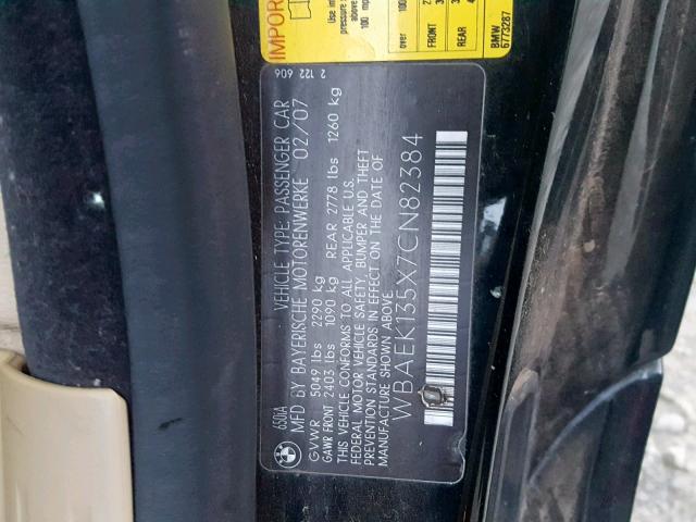 WBAEK135X7CN82384 - 2007 BMW 650 I BLACK photo 10