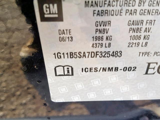 1G11B5SA7DF325483 - 2013 CHEVROLET MALIBU LS BLACK photo 10