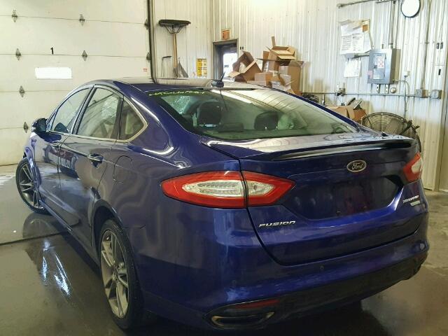 3FA6P0K93ER129266 - 2014 FORD FUSION TIT BLUE photo 3