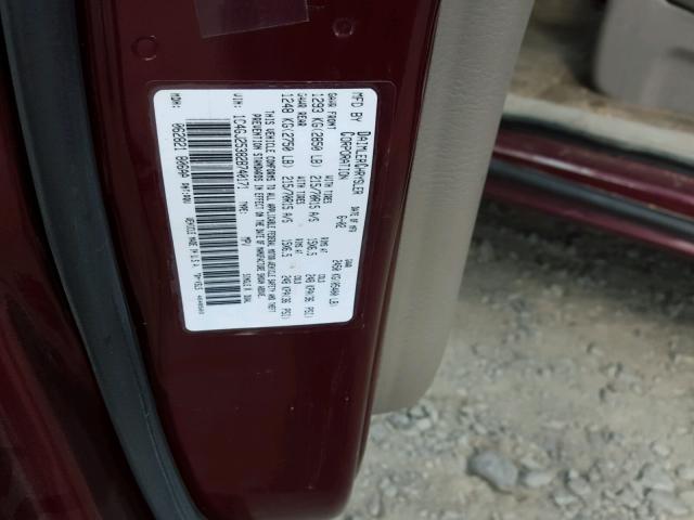 1C4GJ25382B740171 - 2002 CHRYSLER VOYAGER BURGUNDY photo 10