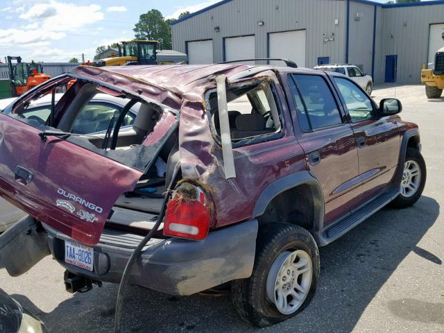 1D4HR38N73F527211 - 2003 DODGE DURANGO SP BURGUNDY photo 4