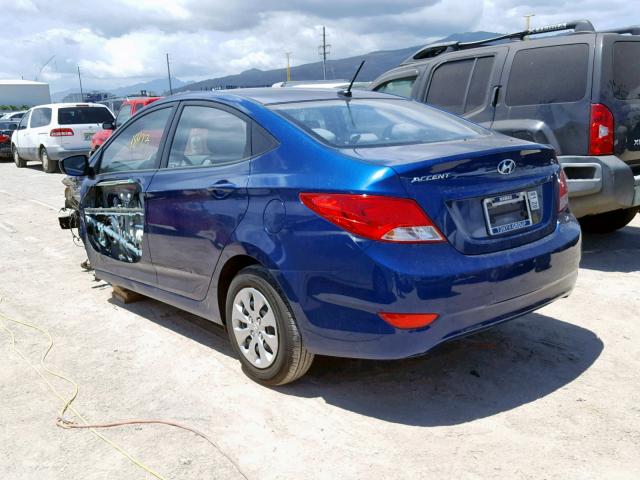 KMHCT4AE5GU052213 - 2016 HYUNDAI ACCENT SE BLUE photo 3