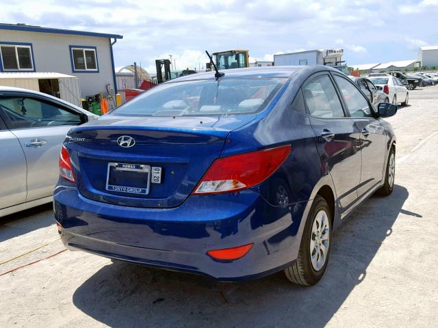 KMHCT4AE5GU052213 - 2016 HYUNDAI ACCENT SE BLUE photo 4