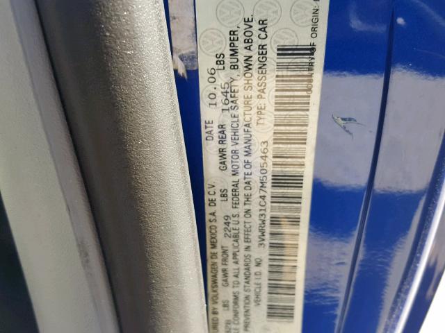 3VWRW31C47M505463 - 2007 VOLKSWAGEN NEW BEETLE ლურჯი ფოტო 10