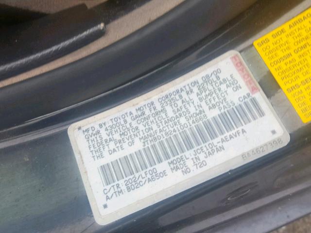 JTHBD182410014668 - 2001 LEXUS IS 300 BLACK photo 10