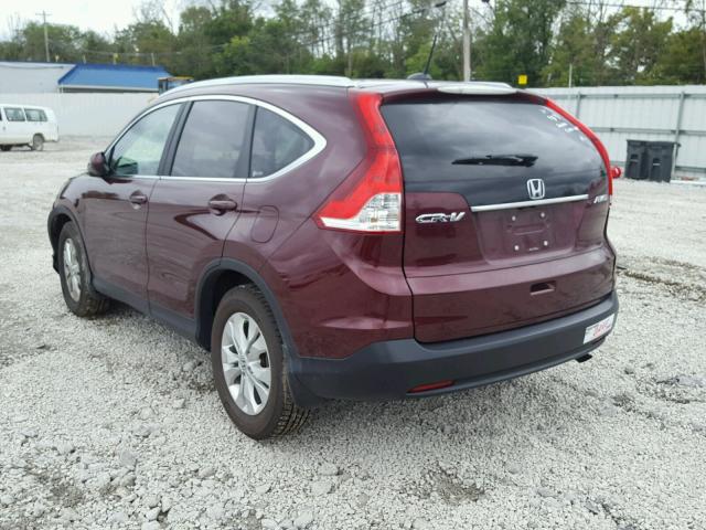 5J6RM4H70CL068820 - 2012 HONDA CR-V EXL MAROON photo 3