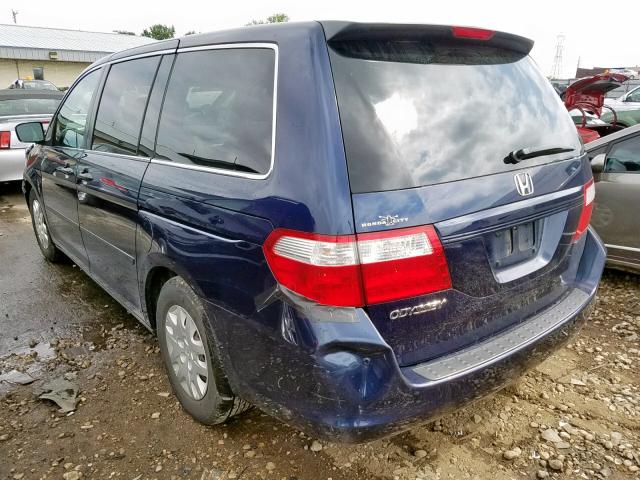 5FNRL38287B038108 - 2007 HONDA ODYSSEY LX BLUE photo 3