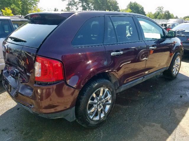 2FMDK3JC1BBA47976 - 2011 FORD EDGE SEL BURGUNDY photo 4