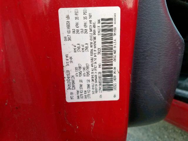 1D7HA18N95S185138 - 2005 DODGE RAM 1500 S RED photo 10