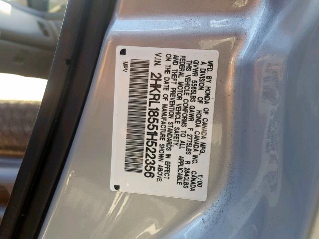 2HKRL18551H522356 - 2001 HONDA ODYSSEY LX SILVER photo 10