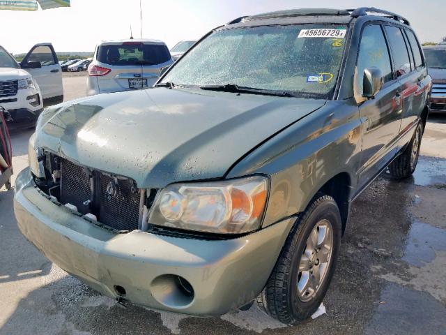 JTEGD21A850129340 - 2005 TOYOTA HIGHLANDER GREEN photo 2