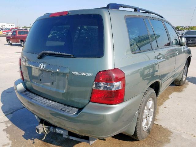 JTEGD21A850129340 - 2005 TOYOTA HIGHLANDER GREEN photo 4