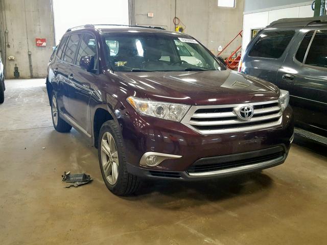 5TDDK3EH8DS273220 - 2013 TOYOTA HIGHLANDER BURGUNDY photo 1