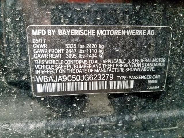 WBAJA9C50JG623279 - 2018 BMW 530E BLACK photo 10