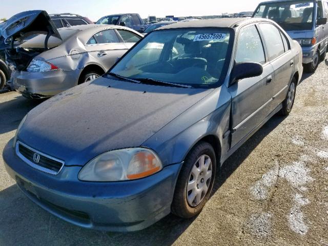 2HGEJ6521WH597360 - 1998 HONDA CIVIC DX BLUE photo 2