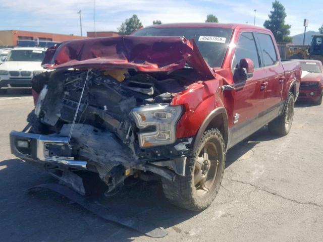 1FTEW1EG5GFD41532 - 2016 FORD F150 SUPER RED photo 2