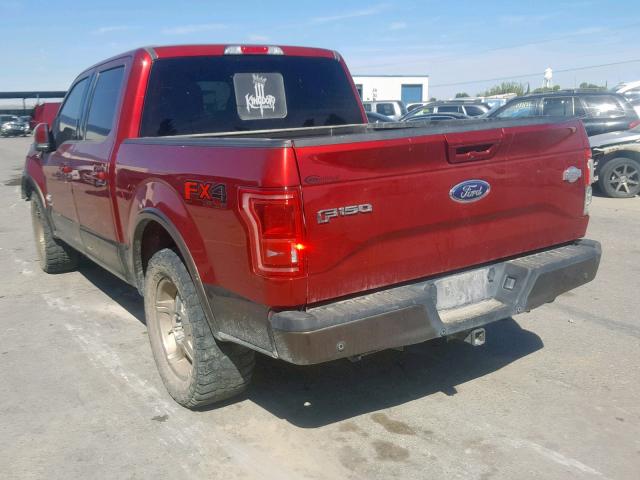 1FTEW1EG5GFD41532 - 2016 FORD F150 SUPER RED photo 3