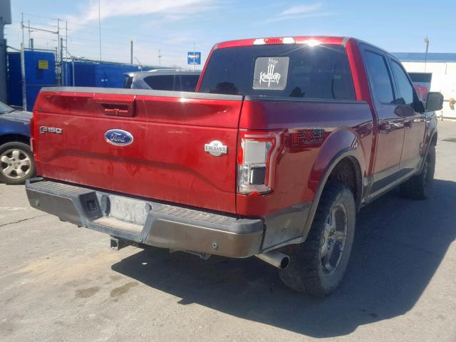 1FTEW1EG5GFD41532 - 2016 FORD F150 SUPER RED photo 4