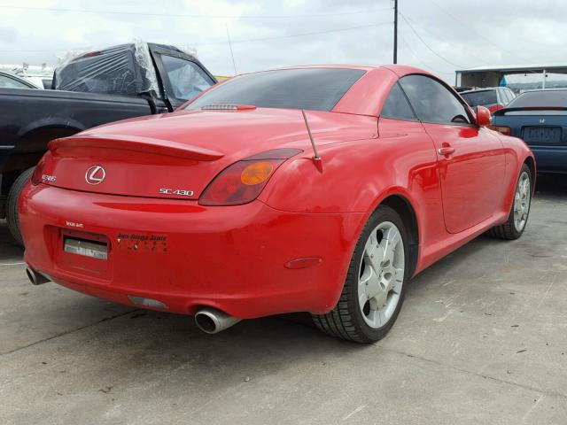 JTHFN48Y820011553 - 2002 LEXUS SC 430 RED photo 4