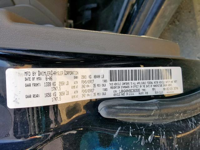 1J8HG48N96C363595 - 2006 JEEP COMMANDER შავი ფოტო 10