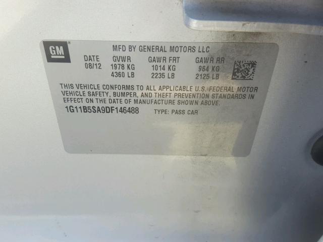 1G11B5SA9DF146488 - 2013 CHEVROLET MALIBU LS 银色 照片 10