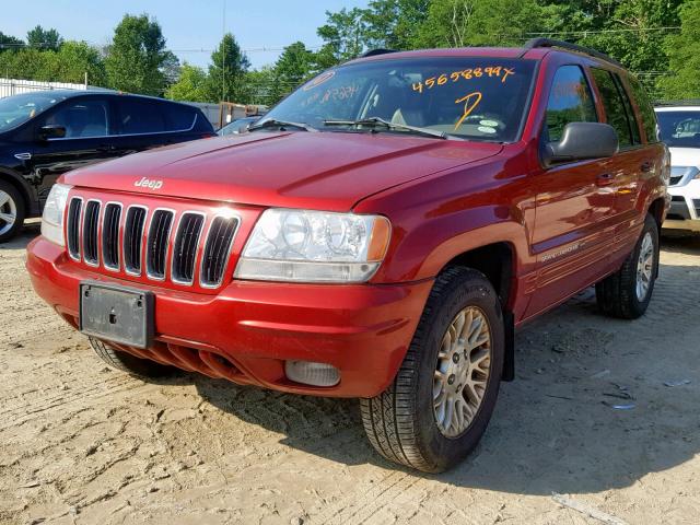 1J8GW58N92C230446 - 2002 JEEP GRAND CHER RED photo 2