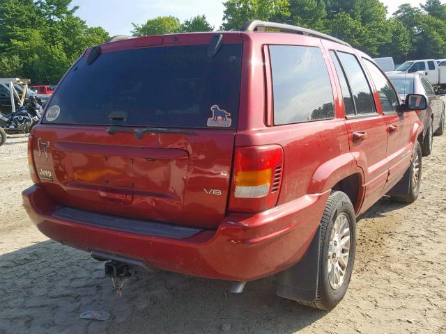 1J8GW58N92C230446 - 2002 JEEP GRAND CHER RED photo 4