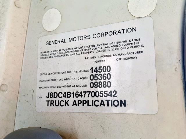 J8DC4B16477005542 - 2007 GMC W4500 W450 WHITE photo 10