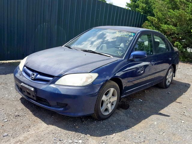 2HGES26744H537702 - 2004 HONDA CIVIC EX BLUE photo 2