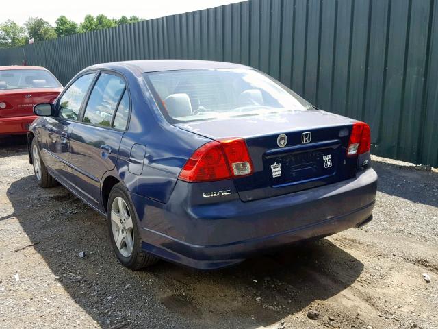 2HGES26744H537702 - 2004 HONDA CIVIC EX BLUE photo 3