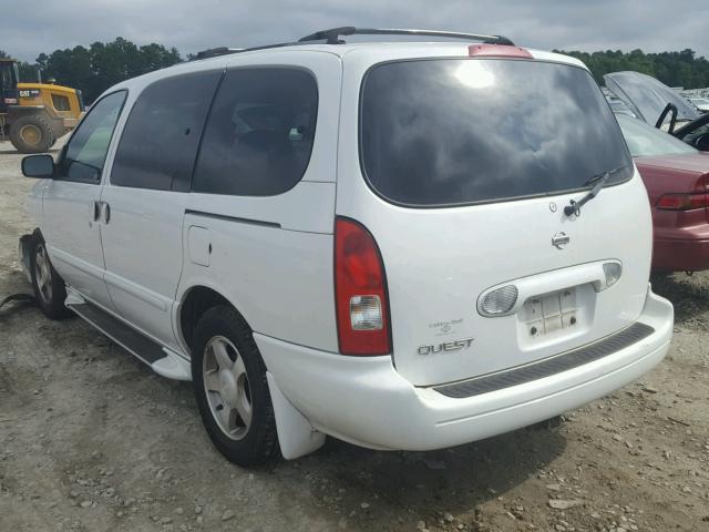 4N2ZN15T51D820440 - 2001 NISSAN QUEST GXE WHITE photo 3