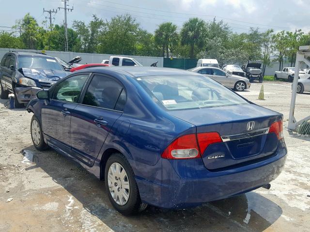 2HGFA16329H506373 - 2009 HONDA CIVIC VP BLUE photo 3