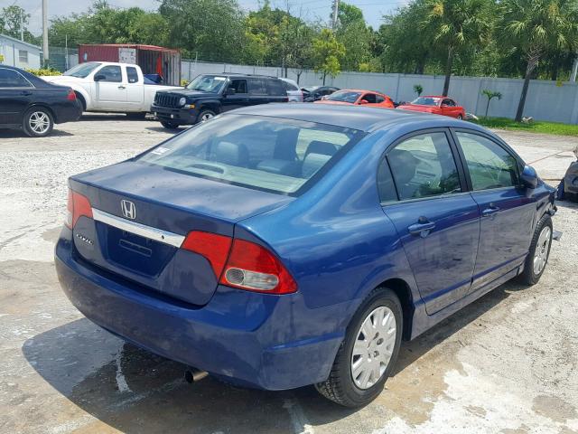 2HGFA16329H506373 - 2009 HONDA CIVIC VP BLUE photo 4